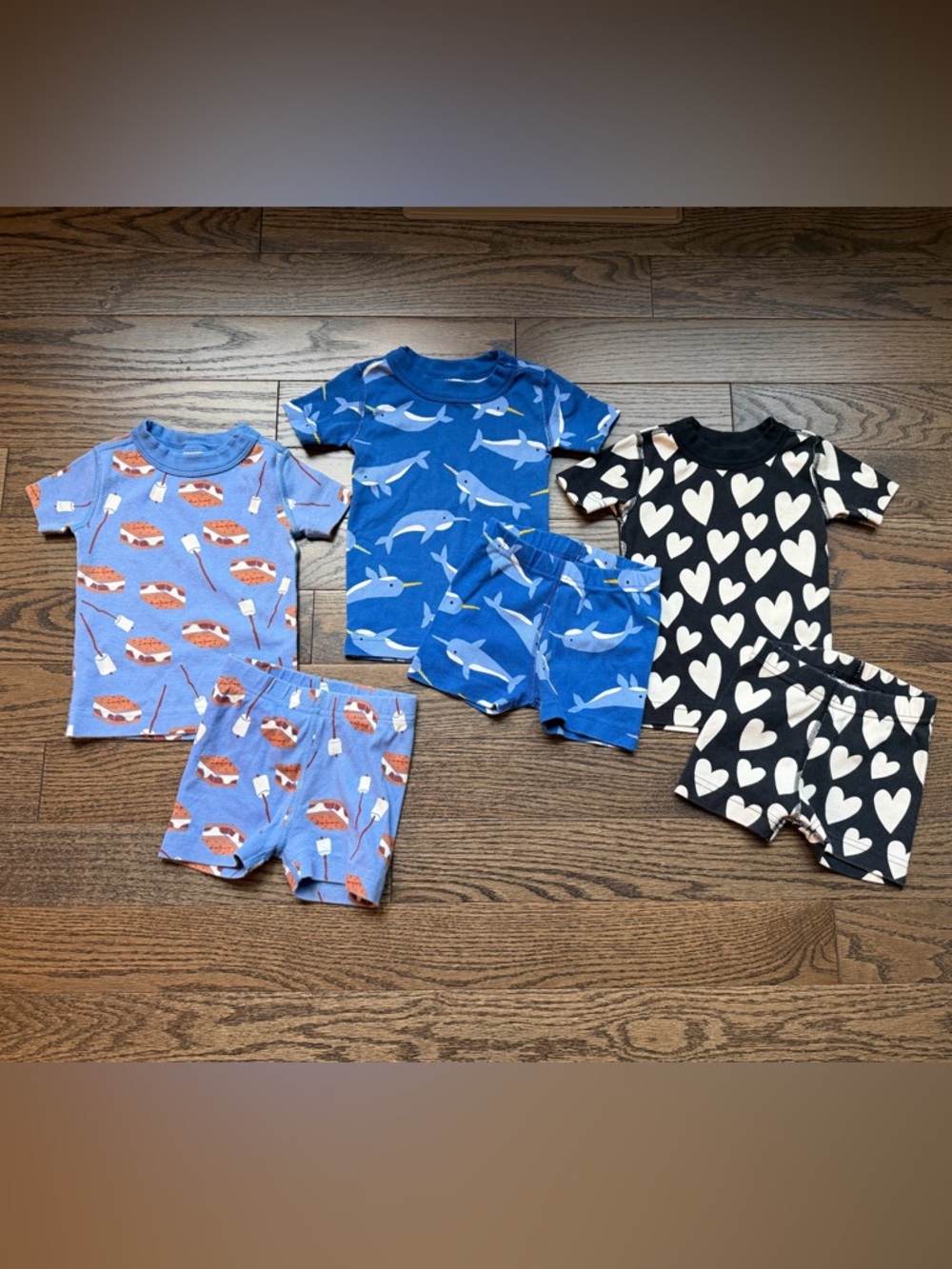 Lot of 3 | Hanna Andersson Kids Short John Pajama Set | Size 2 | Hearts S’mores